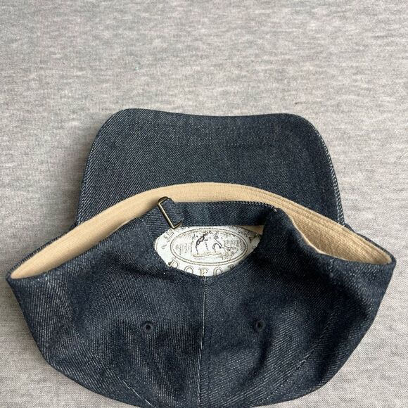 Duluth Trading Company Hat Cap Denim Strap Back Fleece Lined Brown Bear Logo - Picture 5 of 7